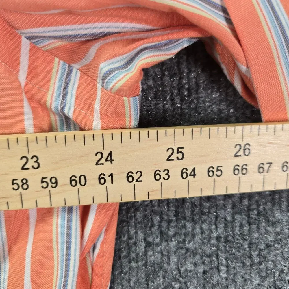Polo Ralph Lauren Shirt Mens Large Classic Fit Orange Striped Button Down Pony